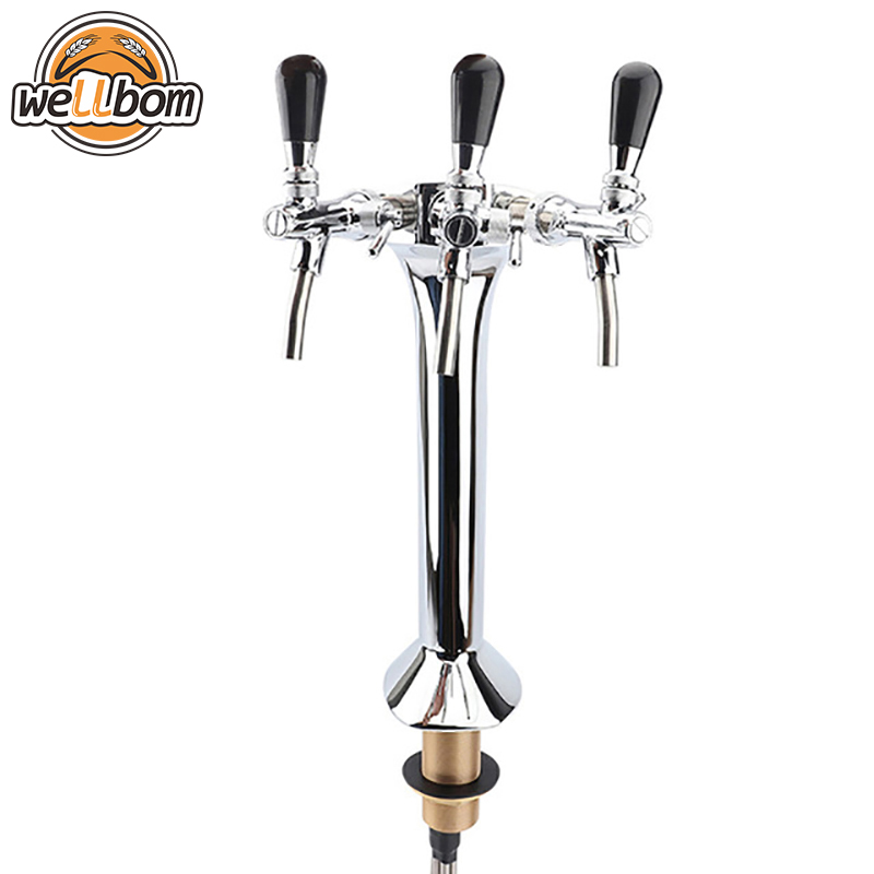 Triple Faucet Snake Font, Cobra Triple Tap Flooded Font, Chrome Plated Brass, for European Flow Control Type Tap